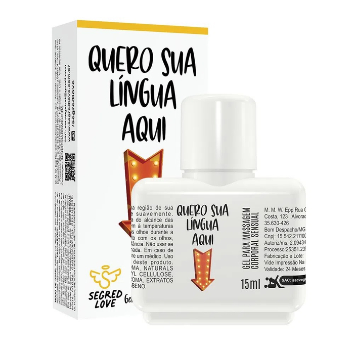 Quero Sua Língua Aqui Kit Com Tatuagem Temporária E Gel Térmico Beijável 15ml Segred Love