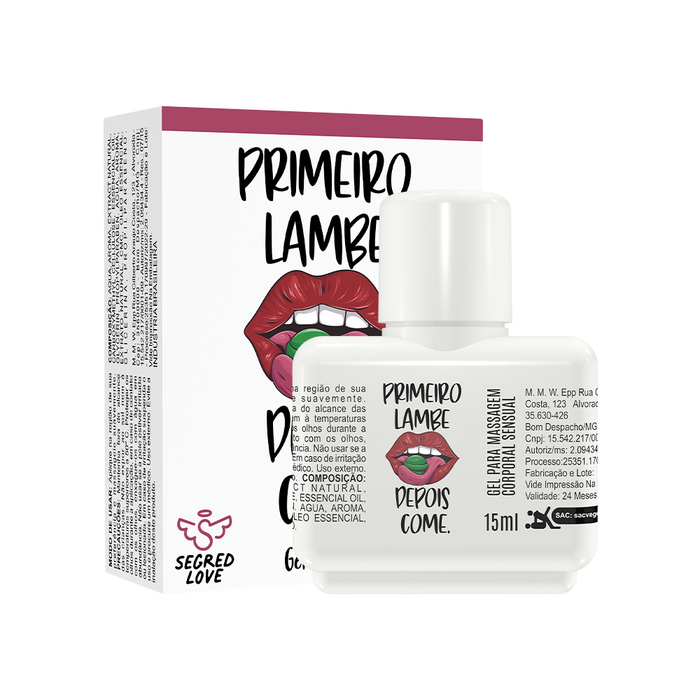 Primeiro Lambe Depois Come Kit Com Gel Térmico Beijável E Tatuagem Temporária 15ml Segred Love