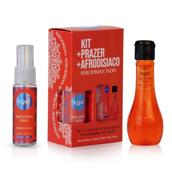 Kit óleo E Spray Aromatizante Afrodisian índia Kgel