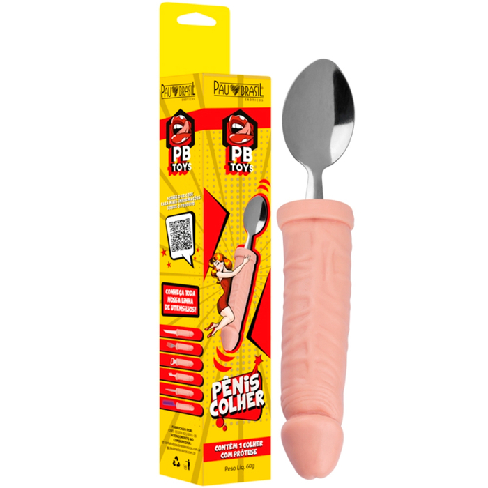 Colher Formato De Pênis Pb Toys Linha Utensílios Sensuais Pau Brasil