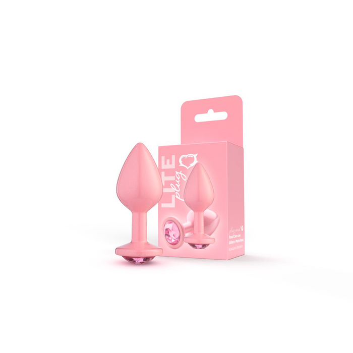 Lite Plug Anal Rosa Claro P Com Glitter E Pedra Rosa Sexy Fantasy