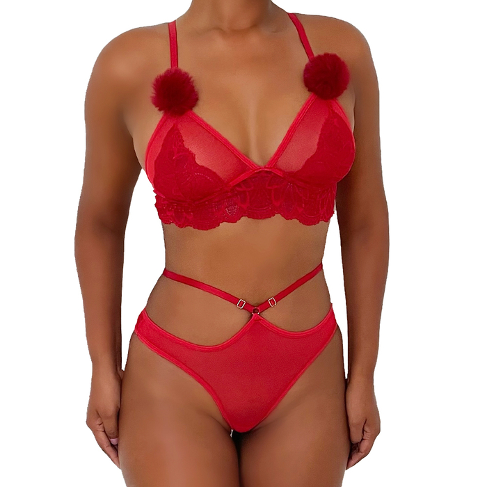 Conjunto Sensual Pompom Moda Apimentada