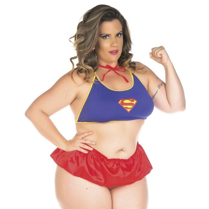 Kit Mini Fantasia Plus Size Super Girl Pimenta Sexy