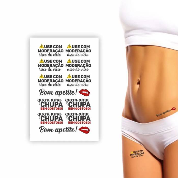 Cartela De Tatuagem Temporária Com Frase Bom Apetite