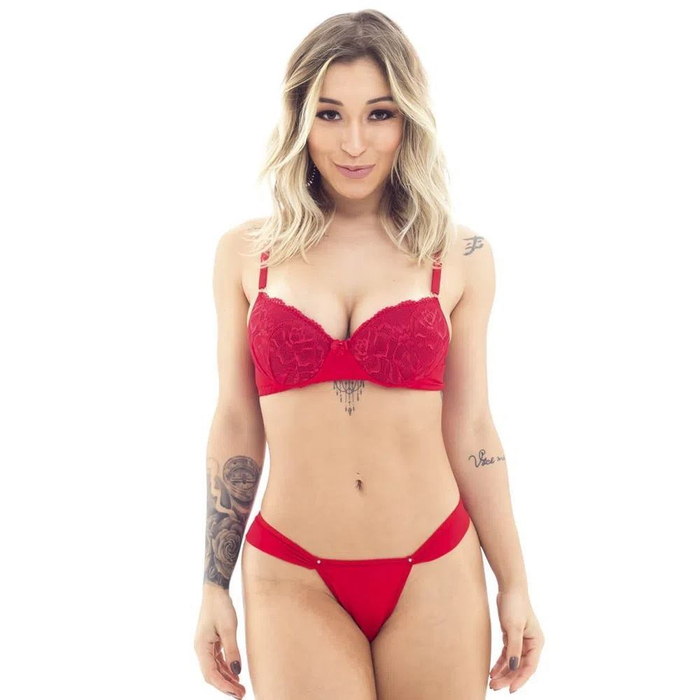 Conjunto 1/2 Taça Com Renda E Fio Dental Jô Lingerie