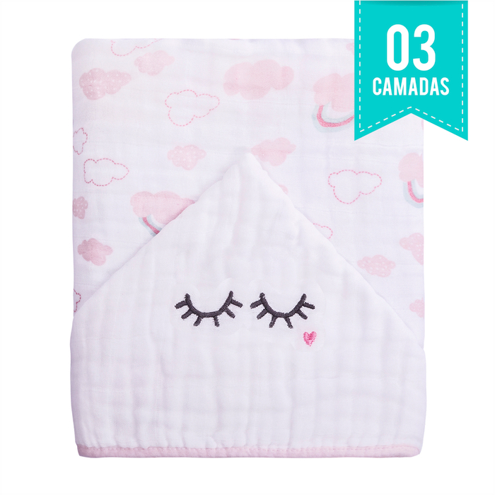 Toalhão De Banho Soft Premium Papi Baby C/ Capuz Bordado 1,05m X 85cm Contem 01 Un