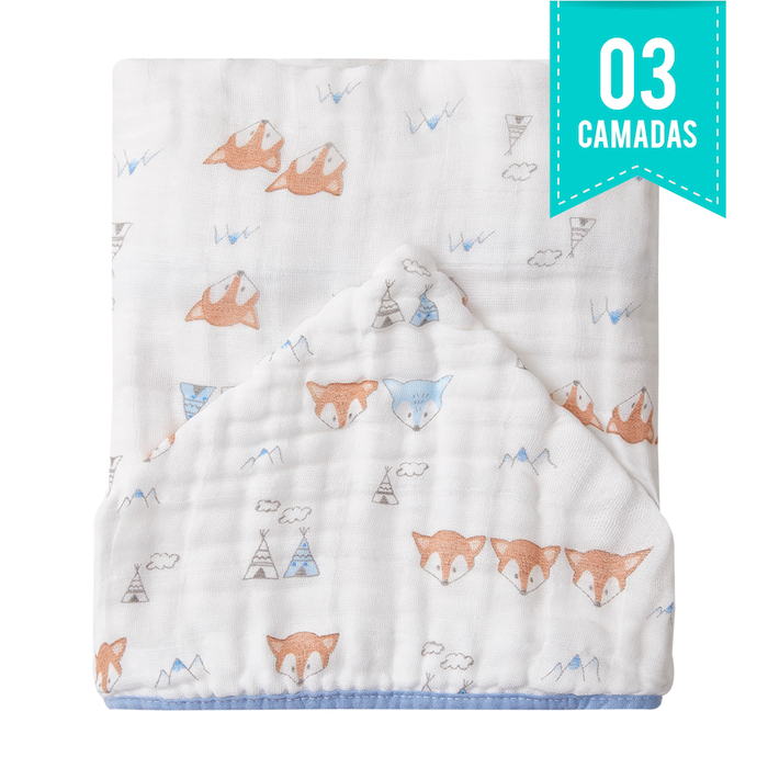 Toalhão De Banho Soft Premium Papi Baby C/ Capuz Estampado 1,05m X 85cm Contem 01 Un