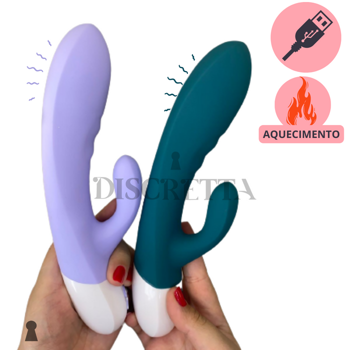 Vibrador Duplo com Aquecimento e 12 Modos de Vibrações.