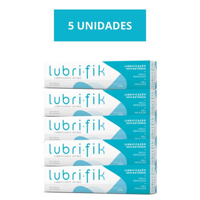 Kit 5 Lubrificante Gel Íntimo Lubrifik Base de Água 50g