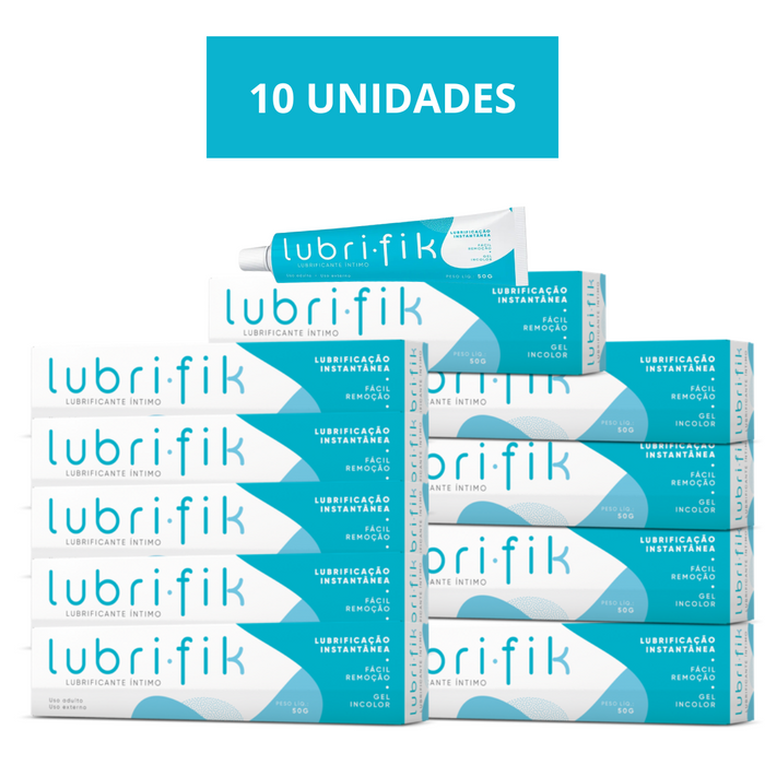 Kit 10 Lubrificante Gel Íntimo Lubrifik Base de Água 50g