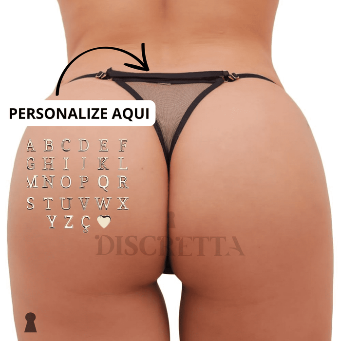 Calcinha Personalizável Fio Dental em Tule Letras