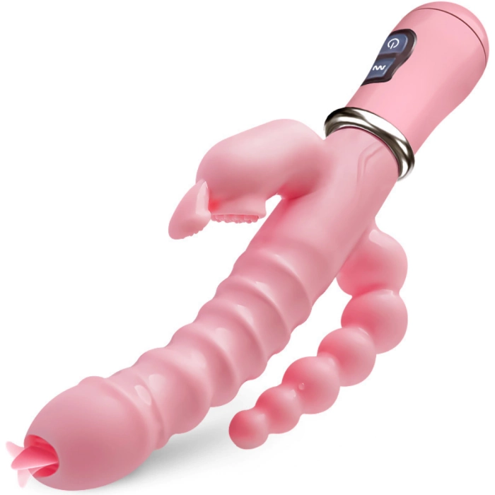 Vibrador Estimulação Tripla 3 em 1 Recarregável USB Vaginal Anal