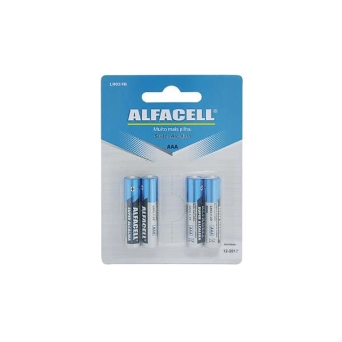 Pilha Super Alcalina Palito AAA Alfacell 4 Unidades