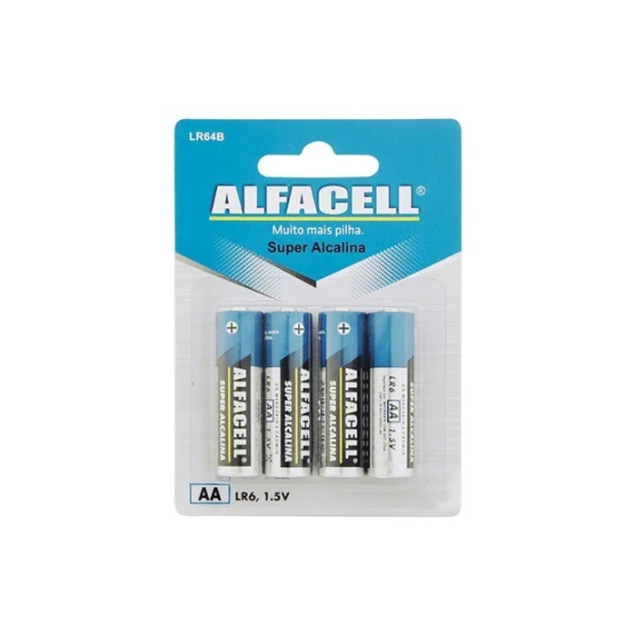 Pilha Super Alcalina AA Alfacell 4 Unidades