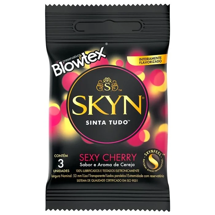 Preservativos Skyn Sexy Cherry Blowtex Sabor Cereja 3 Unidades