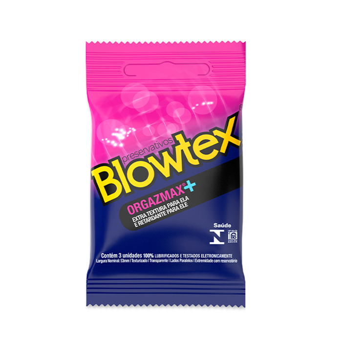 Preservativos Orgazmax Extra Textura e Retardante Blowtex 3 Unidades