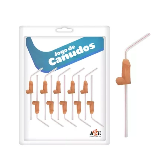 Canudos Divertidos em Formato de Pênis com 10 Unidades