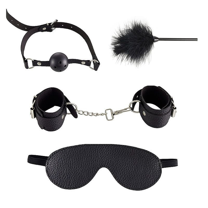 Kit Bondage Algema Venda Mordaça e Pena Estimuladora