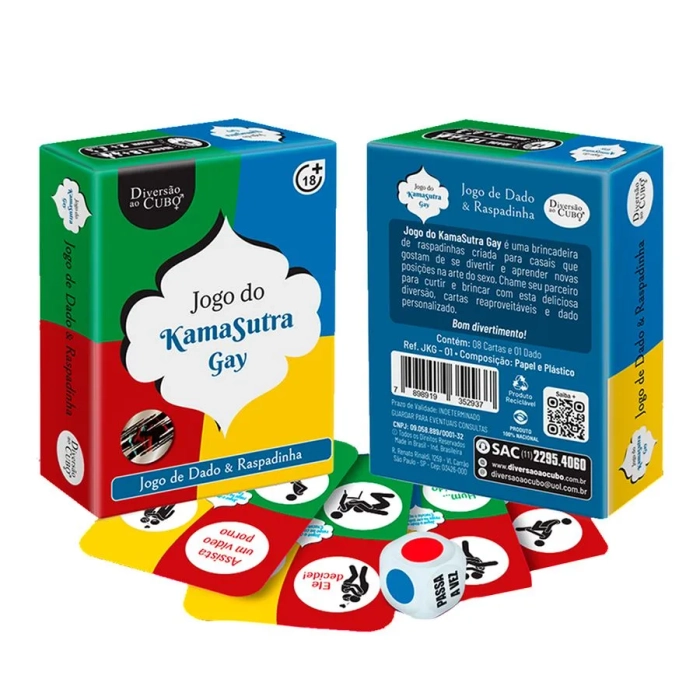 Jogo para Casais Gay Kama Sutra com Dado e Raspadinha de Posições