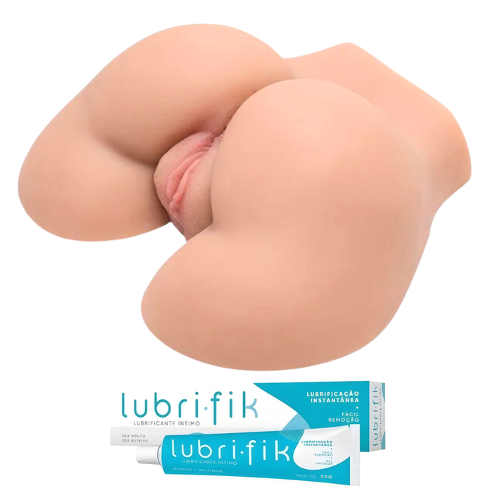Kit Masturbador Realista em CyberSkin + Lubrificante Íntimo Lubrifik 50g