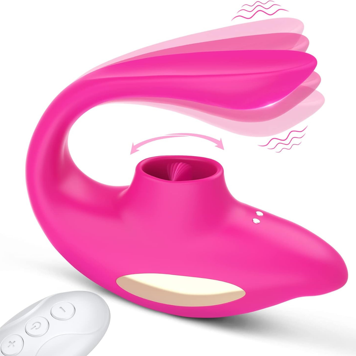 Vibrador de Casal Linguinha com 10 Modos de Vibração e Pulsação com Controle Remoto