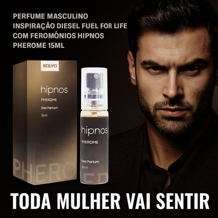 Perfume Masculino Inspiração Diesel Fuel For Life com Feromônios Hipnos Pherome 15ml