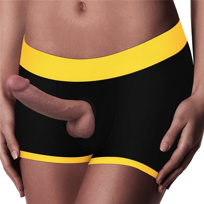 Cueca Boxer Unissex para Fixação de Pênis Realista com Abertura no Bumbum