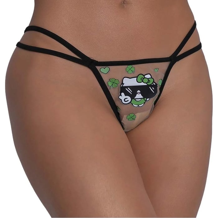 Calcinha Fio Dental Tule Estampada Tira Dupla Hello Kitty da Sorte