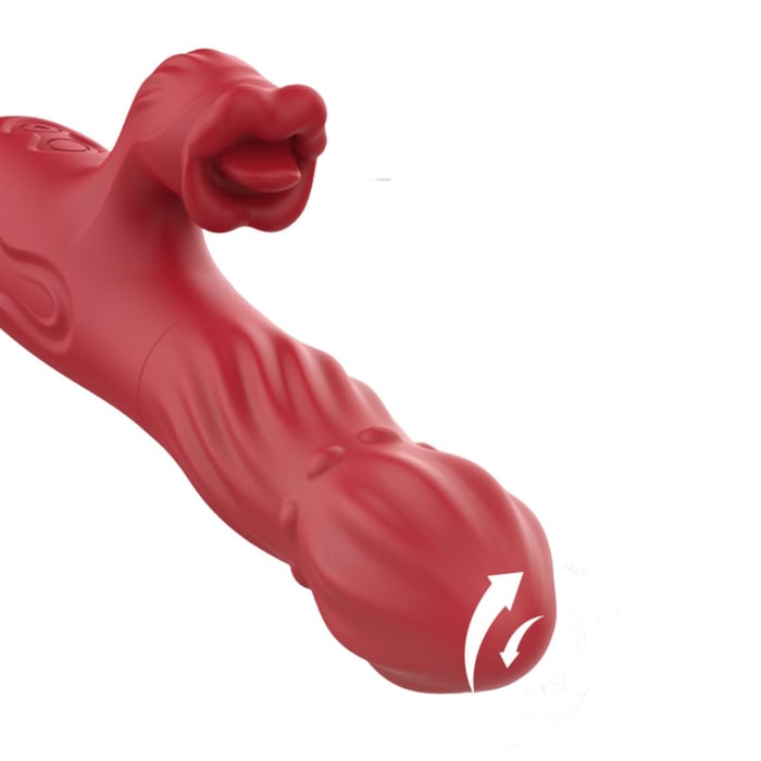 Vibrador Rotativo com Língua com Esferas e Estimulador Clitoriano Boca