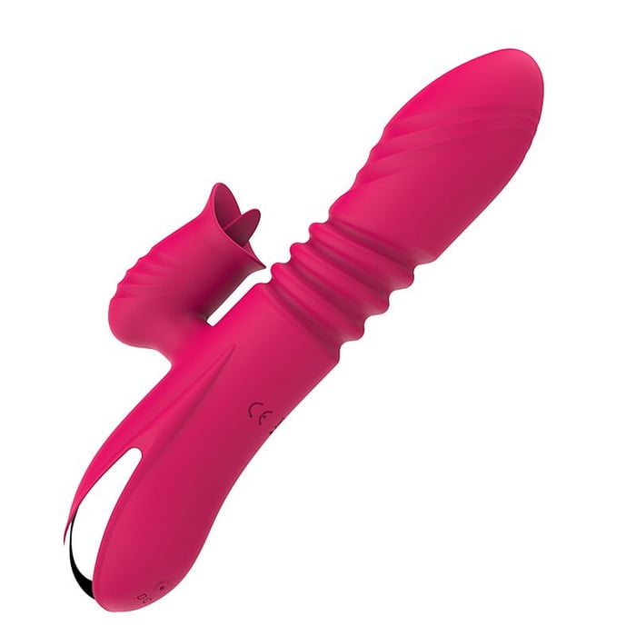 Vibrador Vai e Vem Ponto G com Aquecimento e Estimulador Língua Clitóris