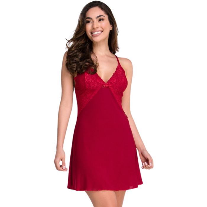 Camisola Sensual em Microfibra e Renda com Regulagem