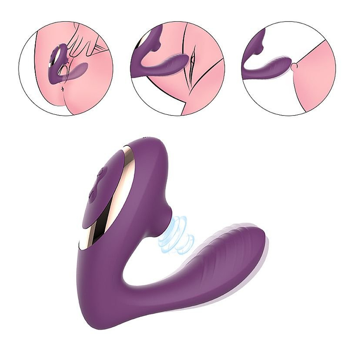 Vibrador Do Ponto G e Clitóris Com Pulsação Recarregável - Roxo