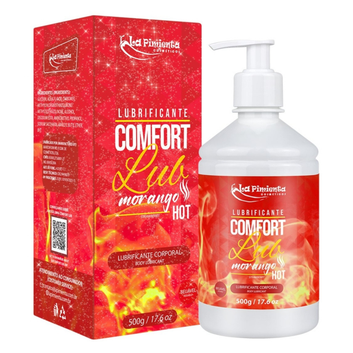 Comfort Lub Hot Morango Lubrificante Beijável A Base D'agua 500g La Pimienta
