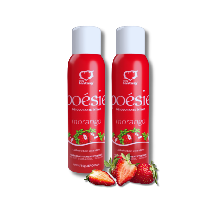Kit Com 2 Desodorantes Intimo Jato Seco - Poesie – Sexy Fantasy ;COR MORANGO