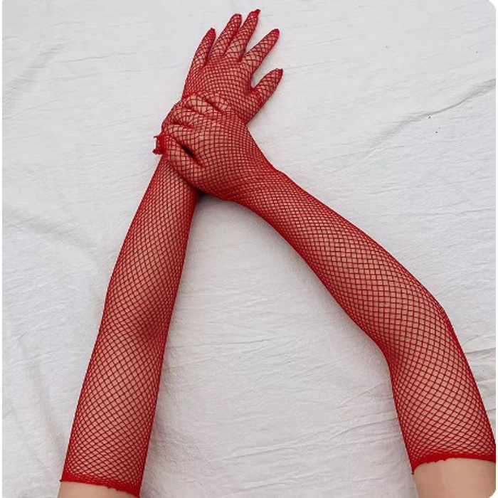 LUVA LONGA EM ARRASTÃO;Cor:Vermelho