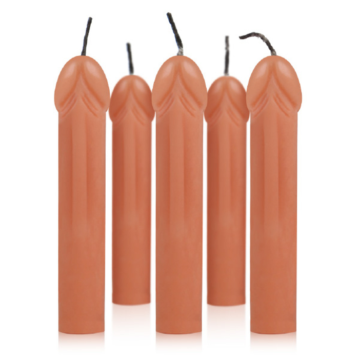 KIT COM 5 VELAS PAVIO MÁGICO COM FORMATO DE PÊNIS