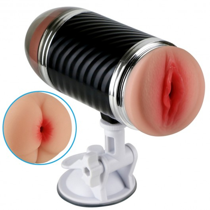 MASTURBADOR LANTERNA COM VENTOSA / EM FORMATO DE VAGINA E ÂNUS / EM CYBERSKIN