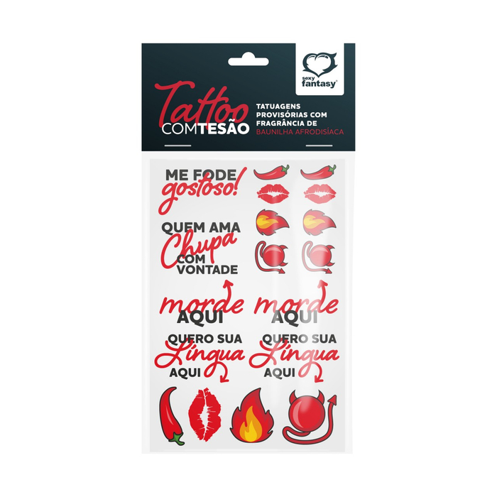 CARTELA COM TATUAGENS AROMÁTICAS TATOO COM PRAZER