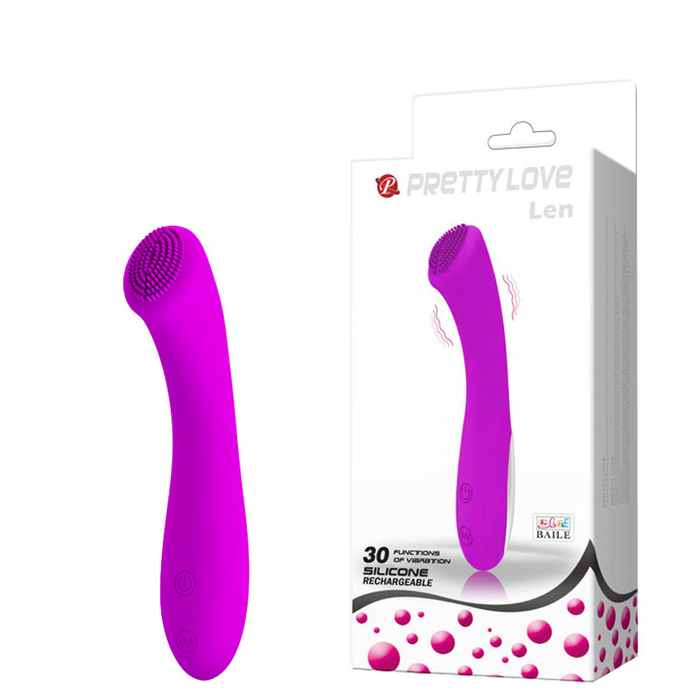 VIBRADOR MASSAGEADOR  EM SILICONE 30 VIBRAÇÕES - RECARREGÁVEL - PRETTY LOVE - LEN