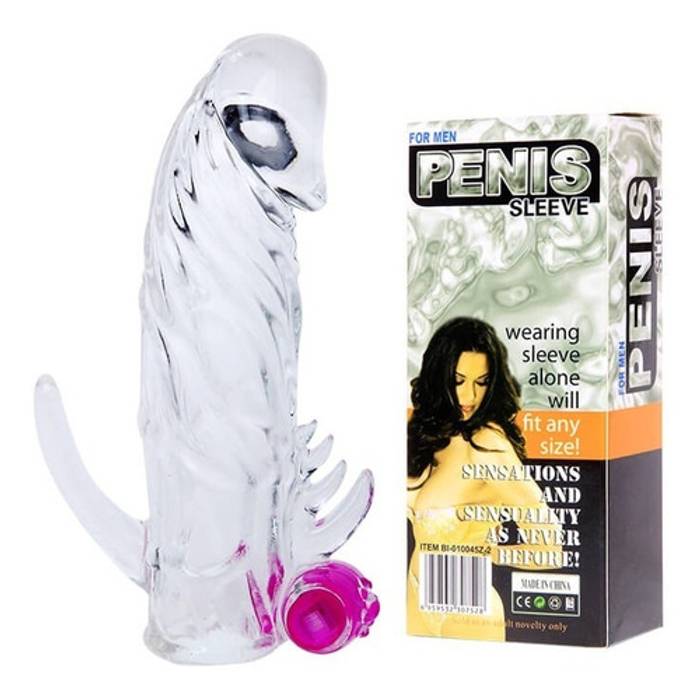 CAPA PENIANA  EM SILICONE COM VIBRO - PENIS SLEEVE