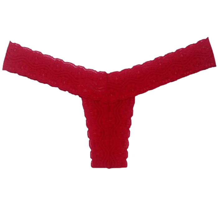 CALCINHA FIO DENTAL EM RENDA CASADA SENSUALLE;Cor: RUBI