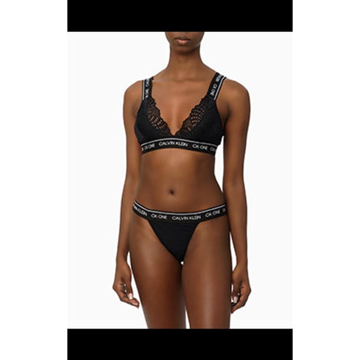Top em V CK One Rendado com Cotton | Calvin Klein - Decote em V com renda CK para o dia e a noite