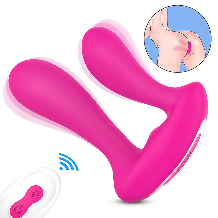 PLUG ANAL DUPLO  EM SILICONE / PLUG COM VIBRO E CONTROLE / RECARREGÁVEL / MENTO