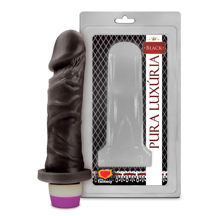 Pênis Realístico Preto sem  Escroto com Vibrador Embutido-15,3x4 cm-PCP008