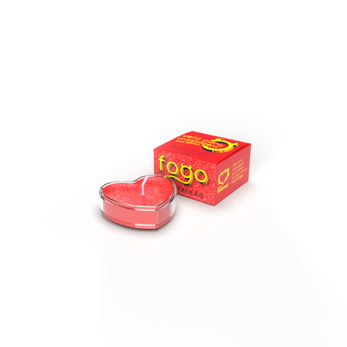Vela Fogo da Paixão Com Glitter Aroma Morango - 6006