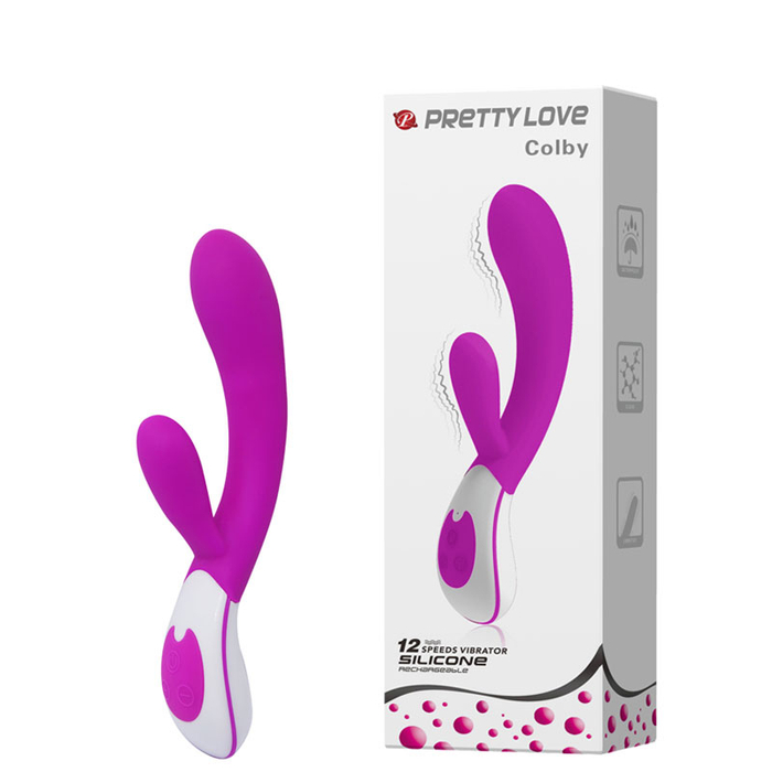Vibrador Recarregável Ponto G Com Estimulador Clitoriano 12 Modos de Vibração-BI-014231-1