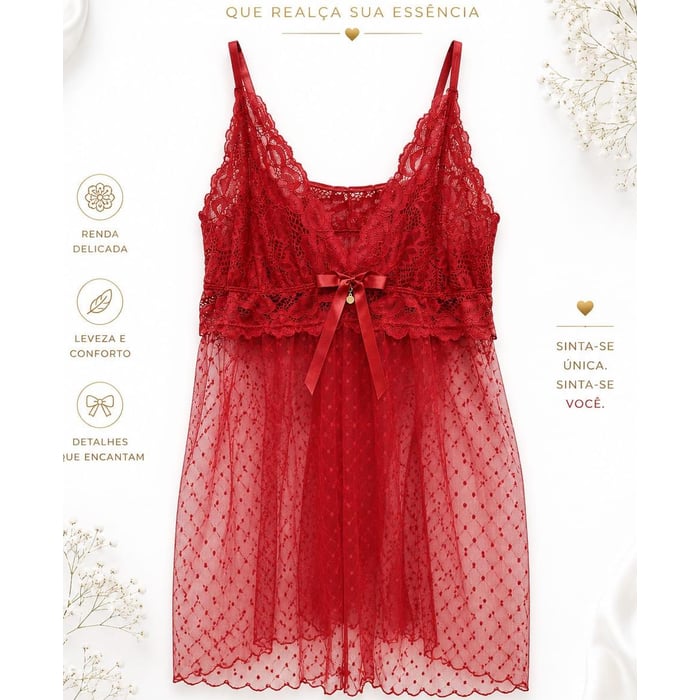 Camisola Tule Poá Coraçao-4024
