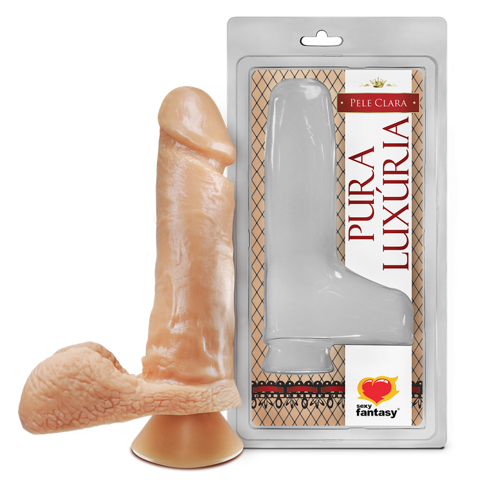 PROTESE Pênis Realístico com Escroto e Ventosa - 17cm X 4,5cm SEXY