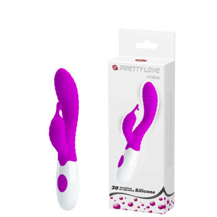 VIBRADOR Ponto G com Relevo Escalonado e Estimulador Clitoriano – PRETTY LOVE HYMAN – BI-014705