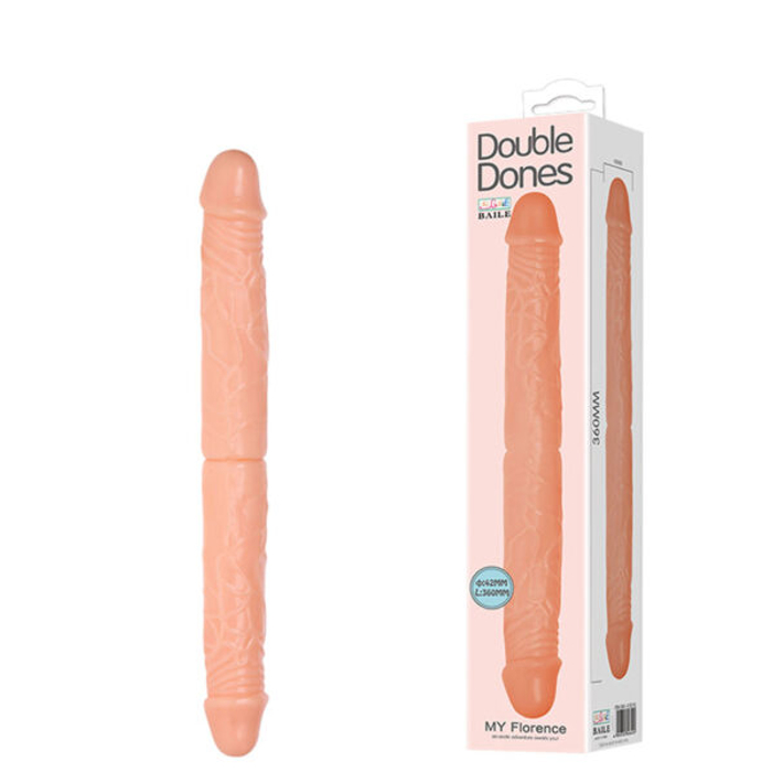 PROTESE Realístico 36 cm Duplo com Vértebra e Veias Salientes – DOUBLE DONES MY FLORENCE – BW010011G DUPLA 3R